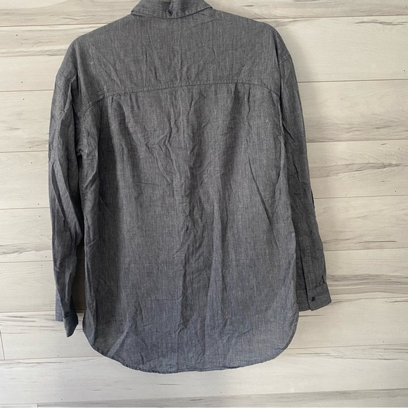 Aritzia Wilfred Free Oversize Chambray Boyfriend Button Up Long Sleeve Blouse XS - Picture 3 of 4